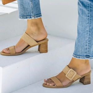 Beige 2 inch heeled sandals